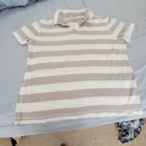 Calvin Klein Jeans Mens Polo Shirt Size XL Gray White Striped Cotton Textured
